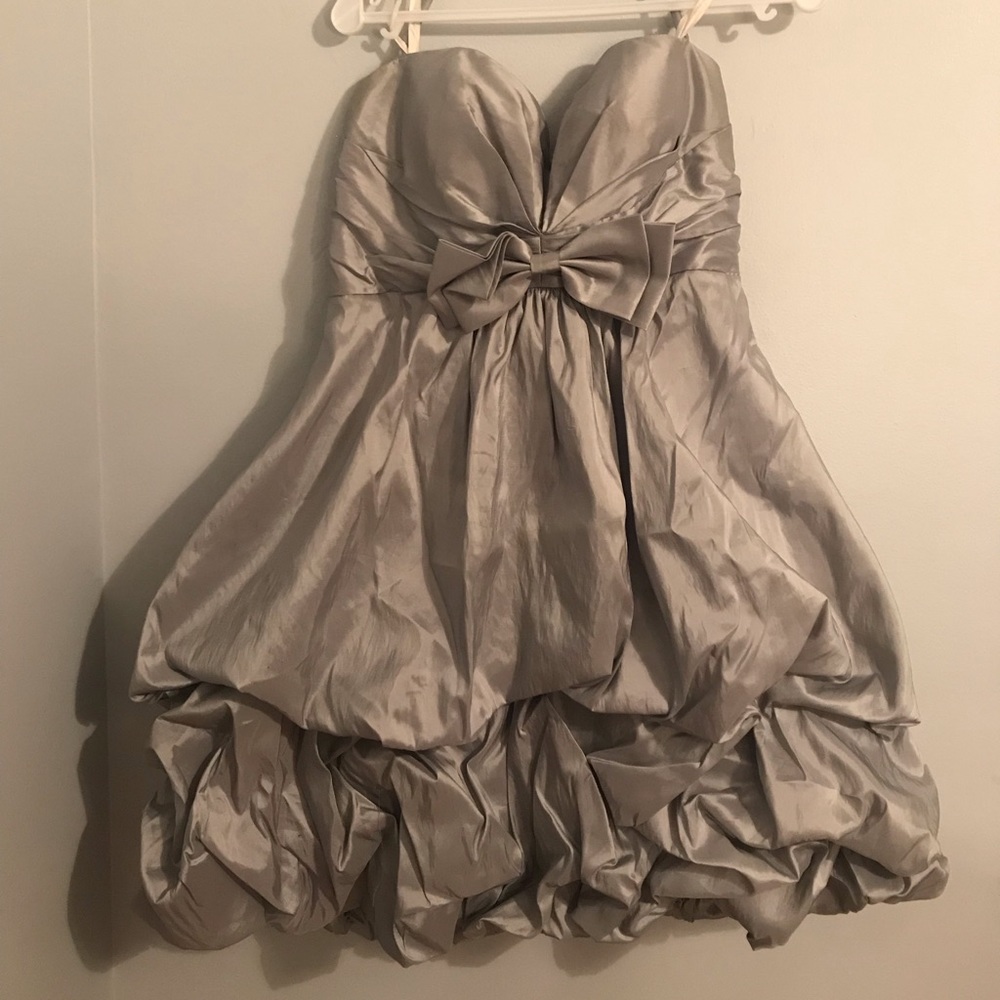 Sweetheart silver prom or bridesmaid dress